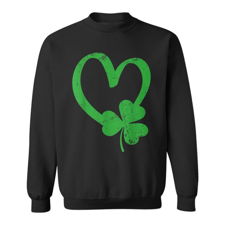 Vintage Happy St Patricks Day Irish Lucky Shamrock Heart  Men Women Sweatshirt Graphic Print Unisex