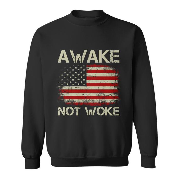 Vintage Old American Flag Awake Not Woke Tshirt Sweatshirt