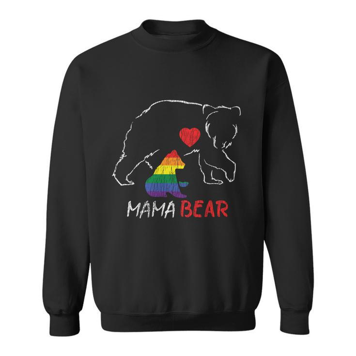 Vintage Rainbow Mama Bear Hugs Mom Mother Love Lgbt Pride Cute Gift Sweatshirt