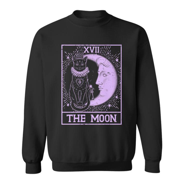 Vintage Tarot Card Xvii The Moon Black Cat Sweatshirt