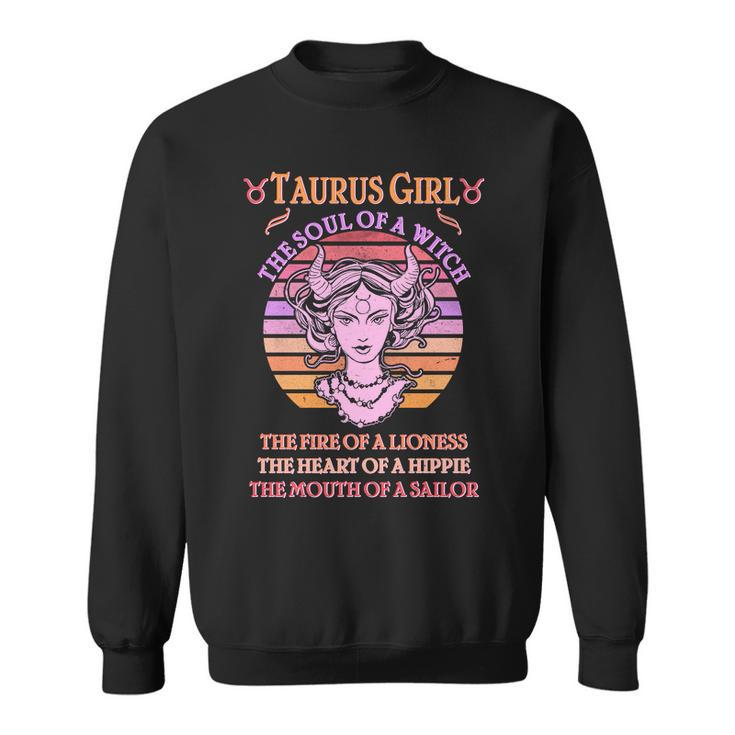 Vintage Taurus Girl Zodiac Birthday Sweatshirt