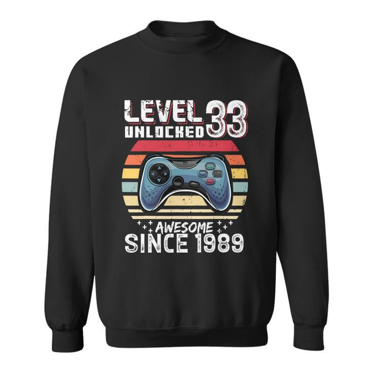 Vintage Video Gamer Birthday Level 33 Unlocked 33Rd Birthday Sweatshirt