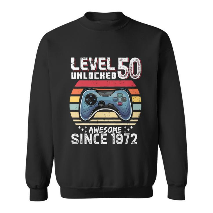 Vintage Video Gamer Birthday Level 50 Unlocked 50Th Birthday Sweatshirt