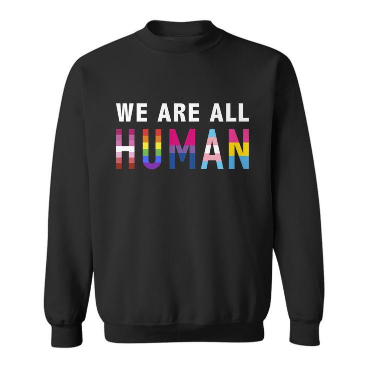 We Are All Human With Lgbtq Flags For Pride Month Meaningful Gift Sweatshirt