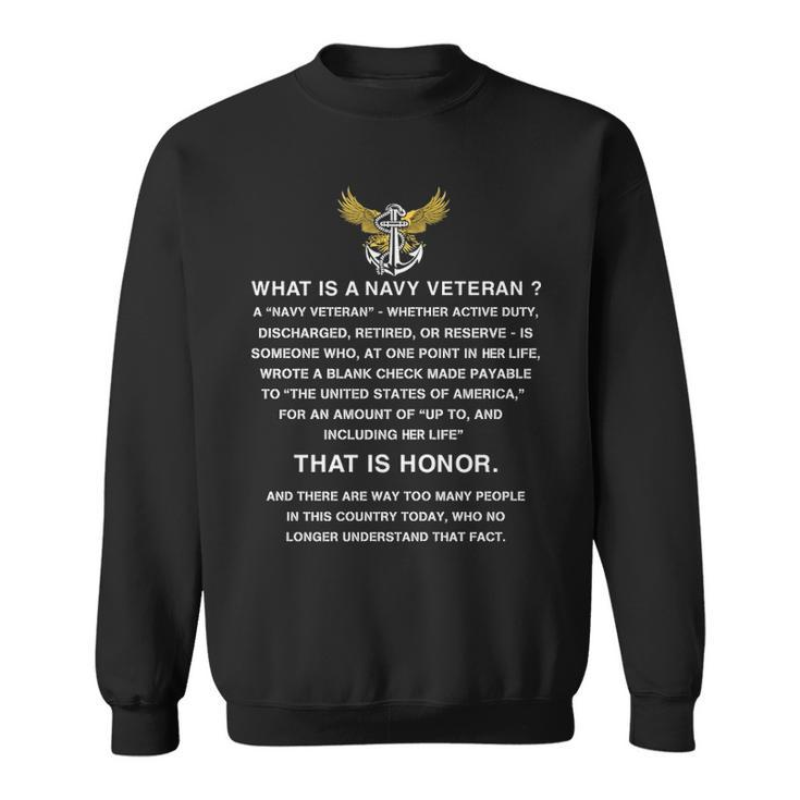 What Is A Navy Veteran For Her Sweatshirt