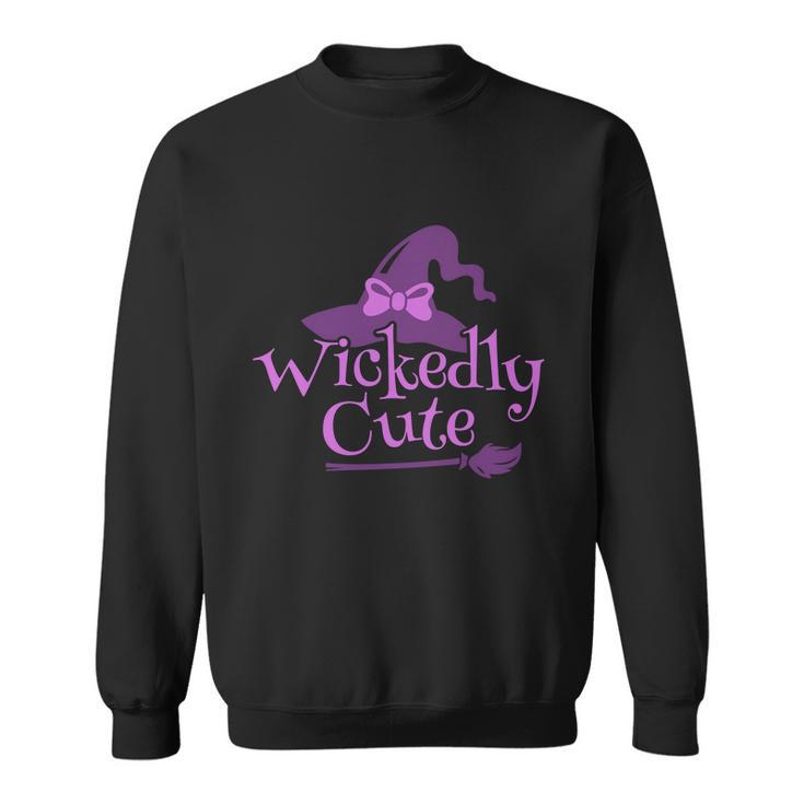 Wickedly Cute Witch Hat Halloween Quote Sweatshirt