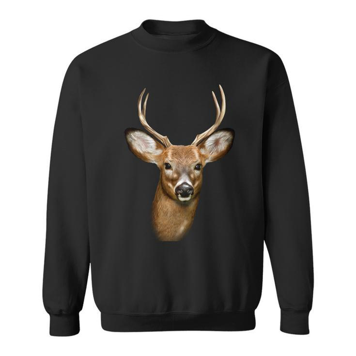 Wildlife Big Face Young Buck Deer Portrait Sweatshirt