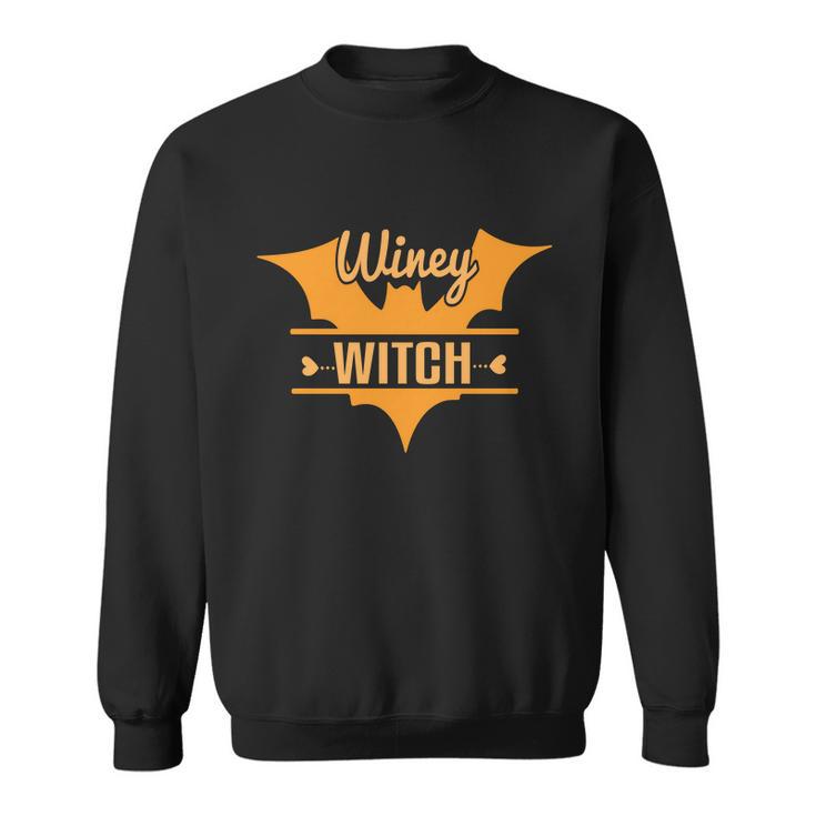 Winey Witch Bat Halloween Quote Sweatshirt