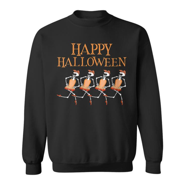 Womens Happy Costumes Halloween Skeleton Dancing Ballet Funny Gift  Sweatshirt