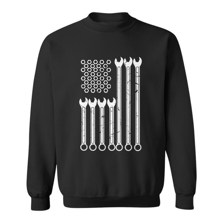 Wrench And Bolt Repairman Cool Patriotic Usa Flag Cool Gift Sweatshirt