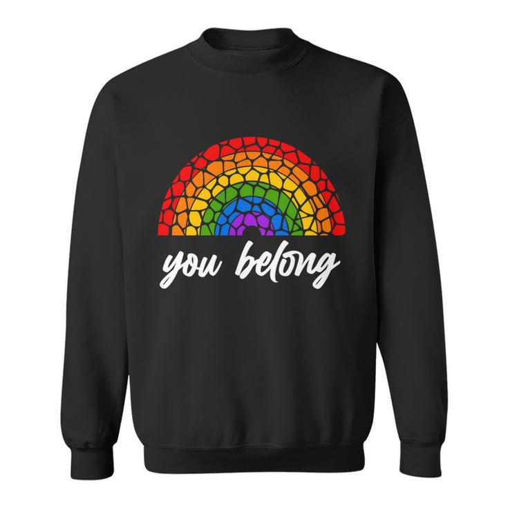 You Belong Lgbtq Stone Pattern Rainbow Sweatshirt