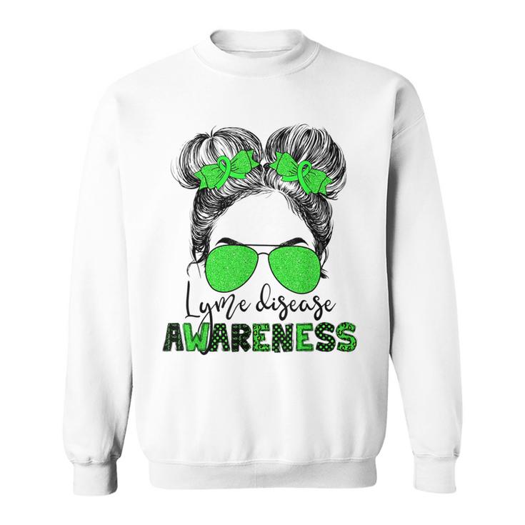 Lyme Disease Awareness Messy Hair Bun For Girl  Sweatshirt