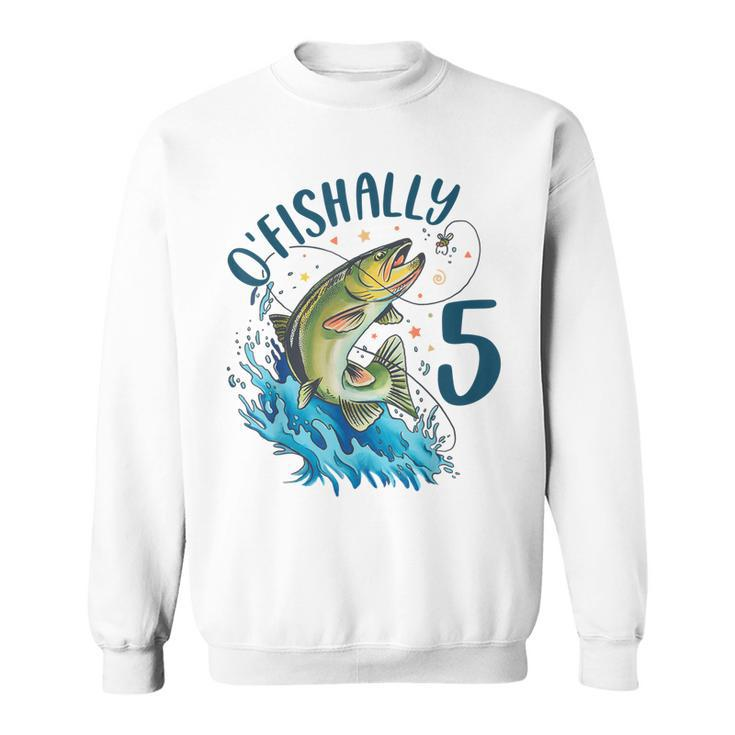 5 Year Old Fishing Birthday 5Th Bass Fish Kids Bday Five  Men Women Sweatshirt Graphic Print Unisex