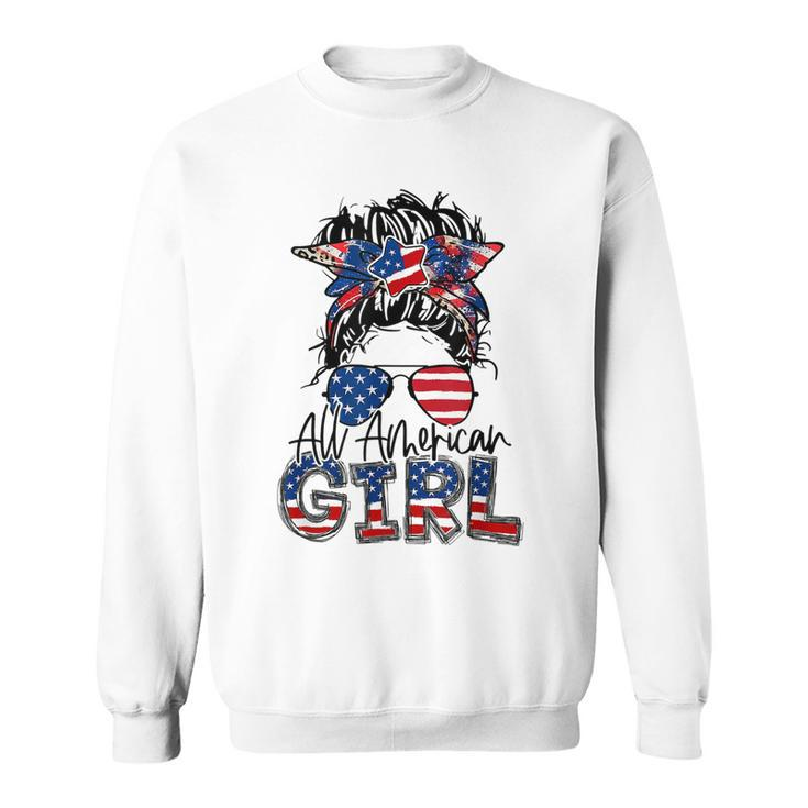 All American Girl 4Th Of July Girls Kids Sunglasses Family  V2 Sweatshirt