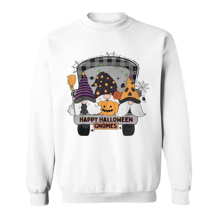 Bbkq Funny Truck Halloween Gnomes Happy Autumn Halloween  Sweatshirt