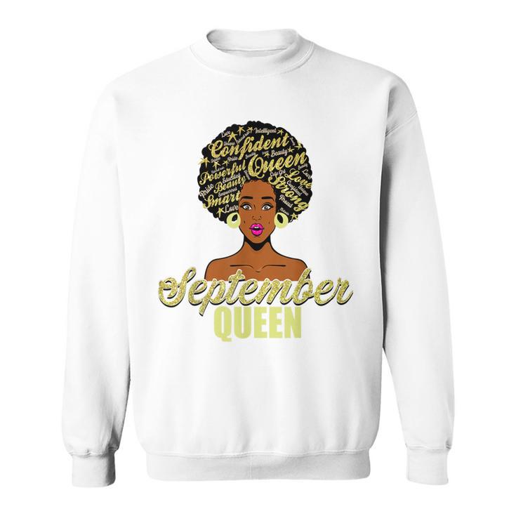 Black African American Melanin Afro Queen September Birthday Sweatshirt