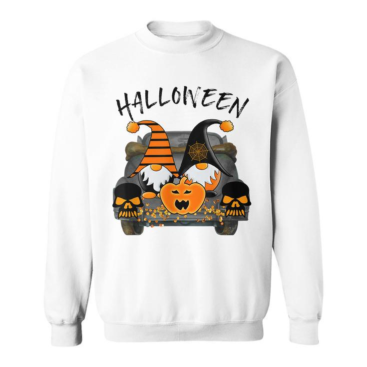 Boo Pumpkin Witch Gnomes In Halloween Truck Funny Holiday  V2 Sweatshirt