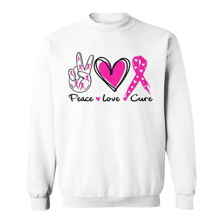 Breast Cancer Awareness Costume Pink Peace Love Cure Faith  V5 Men Women Sweatshirt Graphic Print Unisex