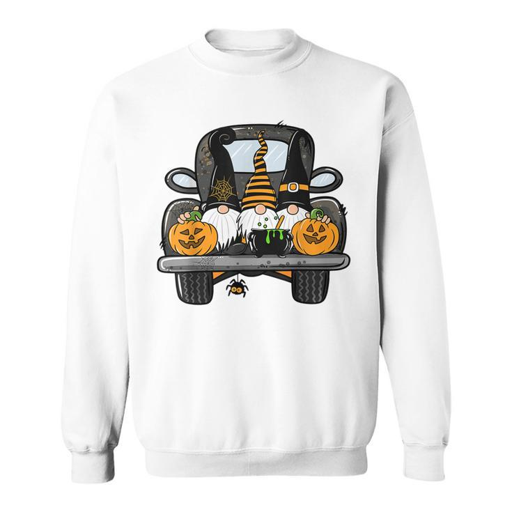 Cute Gnomes Pumpkin With Truck Halloween Costume Party  Sweatshirt