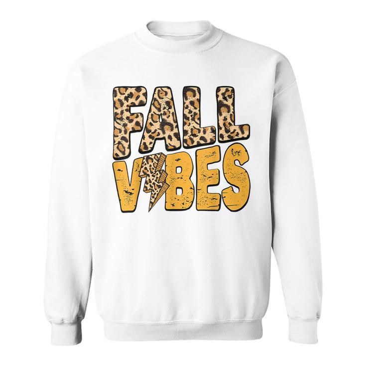 Distressed Fall Vibes Leopard Lightning Bolts In Fall Colors  Sweatshirt