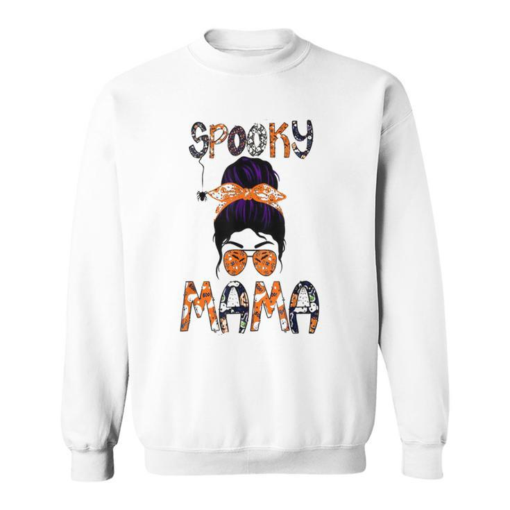 Funny Spooky Skull Witch Mom Halloween Spooky Mama Halloween  Sweatshirt