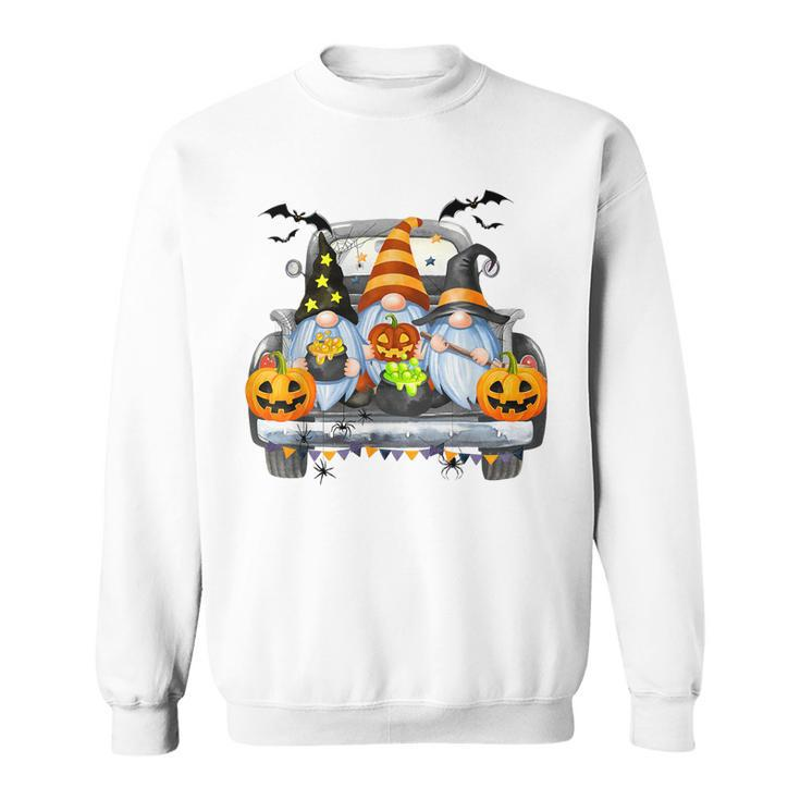 Funny Women Halloween Truck Gnomes Pumpkin Kids Thanksgiving  V2 Sweatshirt