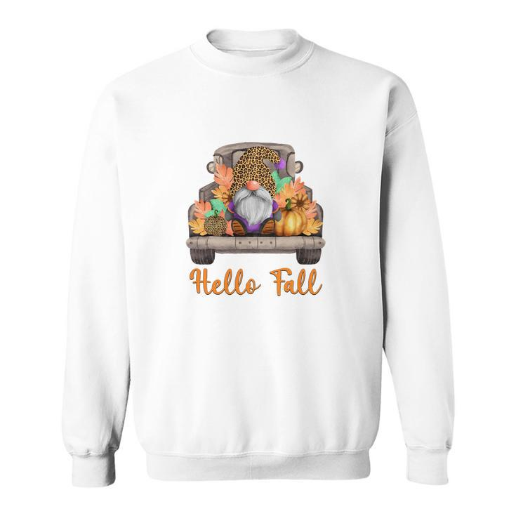 Gnomes Hello Fall Season Sweater Weather Men Women Sweatshirt Graphic Print Unisex