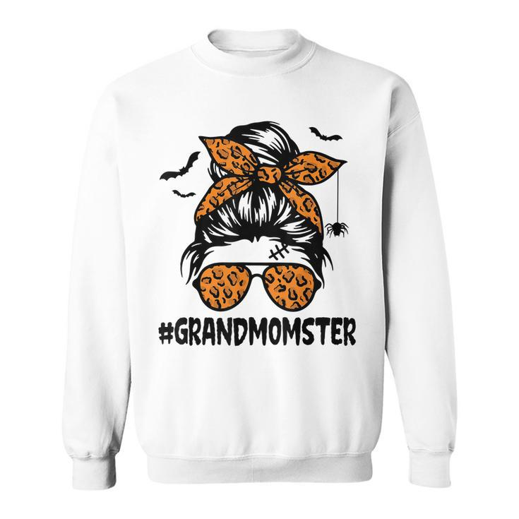 Grandmomster Shirt Women Halloween Nana Grandma Messy Bun Men Women Sweatshirt Graphic Print Unisex