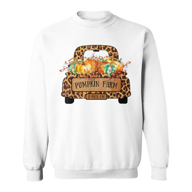 Halloween Pumpkin Farm Farmer Leopard Truck Farmers Wife  Sweatshirt