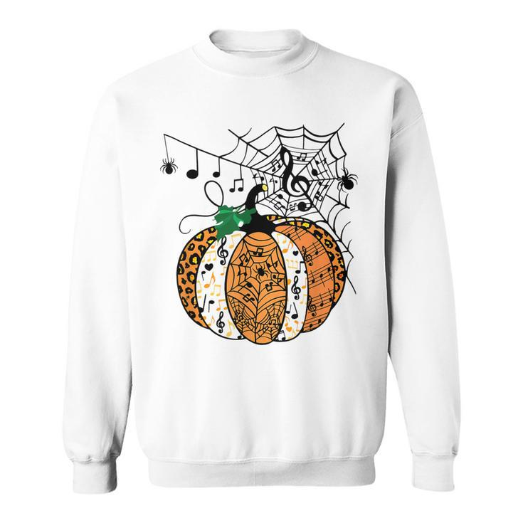 Halloween Pumpkin Music Symbols Music Teacher Halloween  Sweatshirt