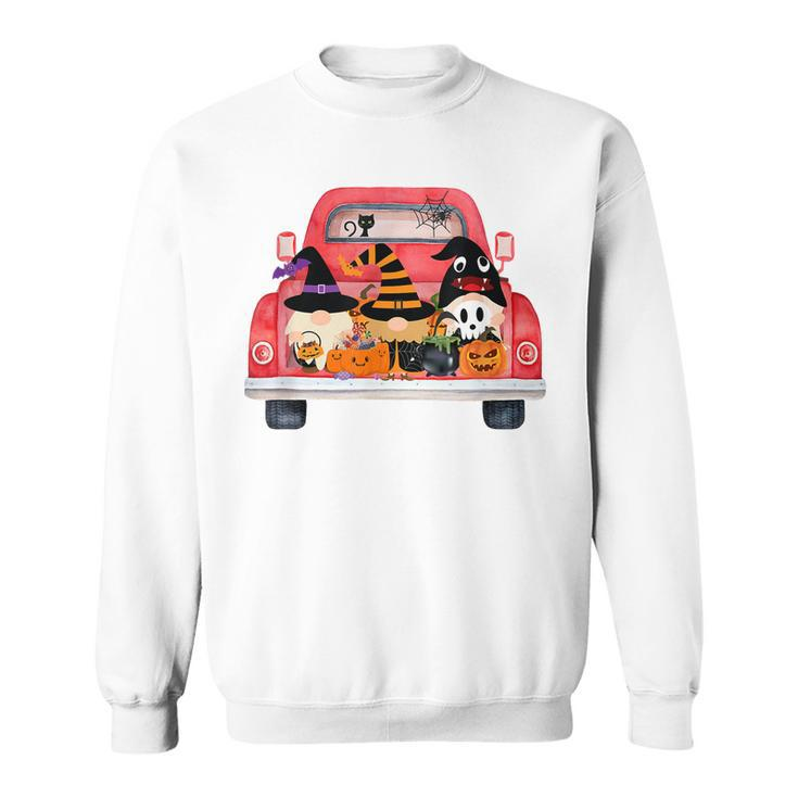Halloween Truck With Cute Gnomes Pumpkin Funny  Sweatshirt