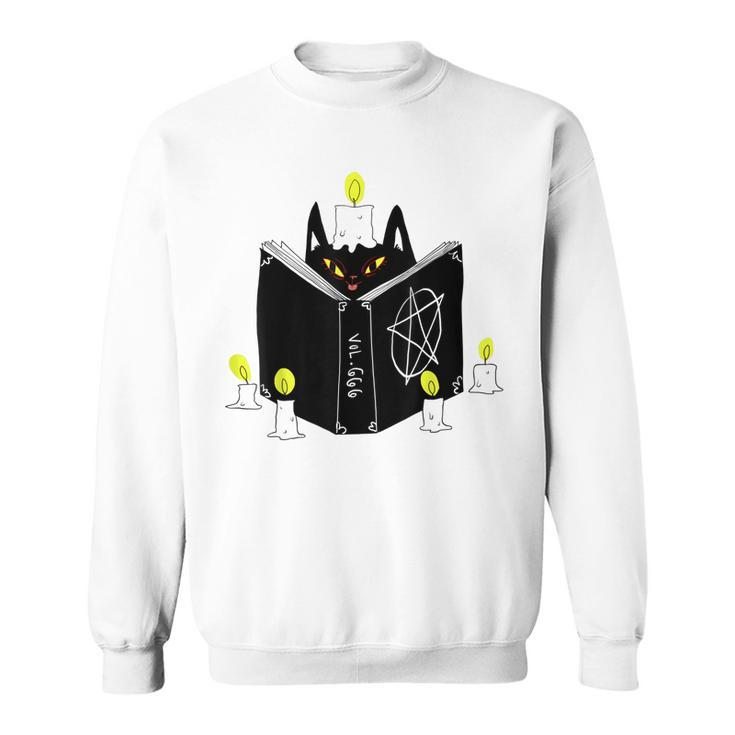 Halloween Witch Kitty Black Magic Cat Graphic  Sweatshirt