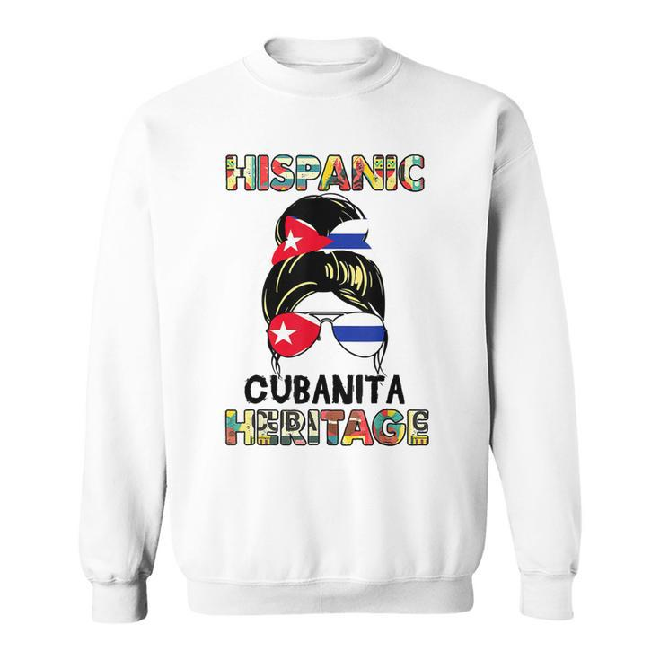 Hispanic Heritage Month Cuba  Cubanita Cuban Flag  Men Women Sweatshirt Graphic Print Unisex