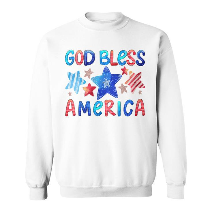 Kids Cute American Flag Girls 4Th Of July God Bless America Kids  Sweatshirt