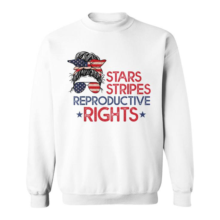 Messy Bun American Flag Pro Choice Star Stripes Equal Right  Sweatshirt