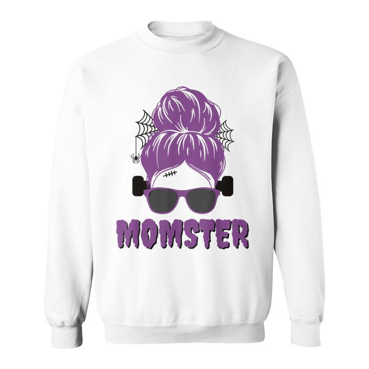 Momster Frankenstein Messy Bun Funny Mom Halloween Costume  Sweatshirt