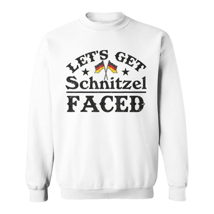 Oktoberfest  Lets Get Schnitzel Faced Funny German Flag  Men Women Sweatshirt Graphic Print Unisex
