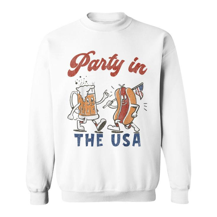 Party In The Usa  Hot Dog Love Usa Funny Fourth Of July  Sweatshirt