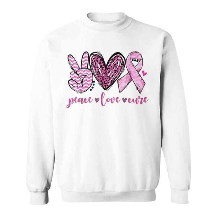 Peace Love Cure Pink Ribbon Breast Cancer Awareness  V3 Men Women Sweatshirt Graphic Print Unisex