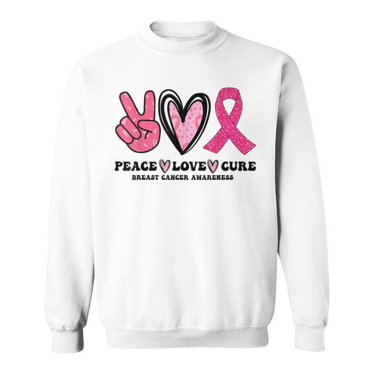 Peace Love Cure Pink Ribbon Cancer Breast Awareness  V5 Men Women Sweatshirt Graphic Print Unisex