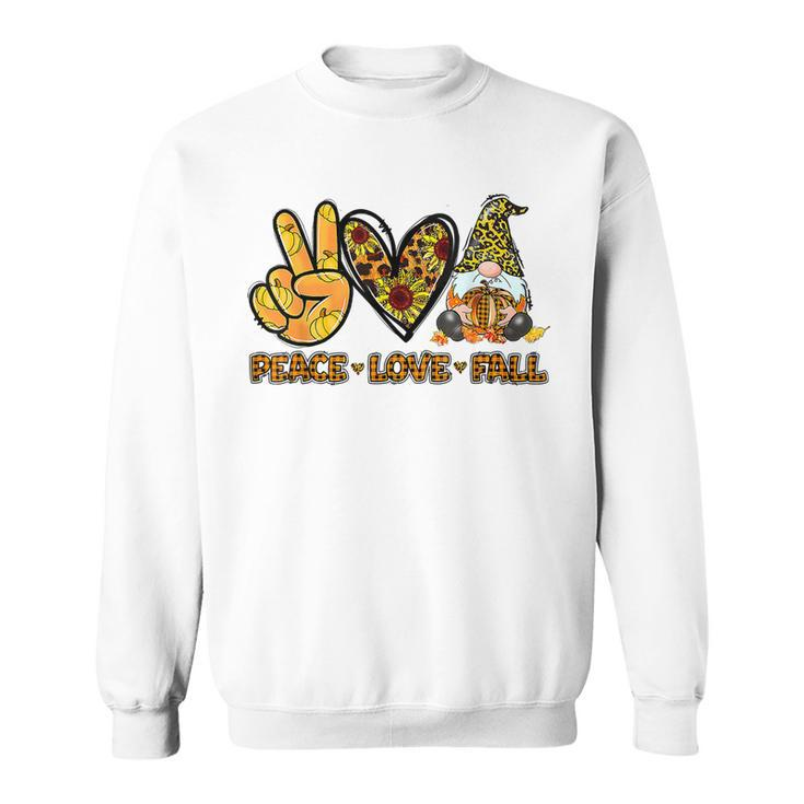Peace Love Fall Funny Gnome Autumn Lover Pumpkins Halloween  Sweatshirt