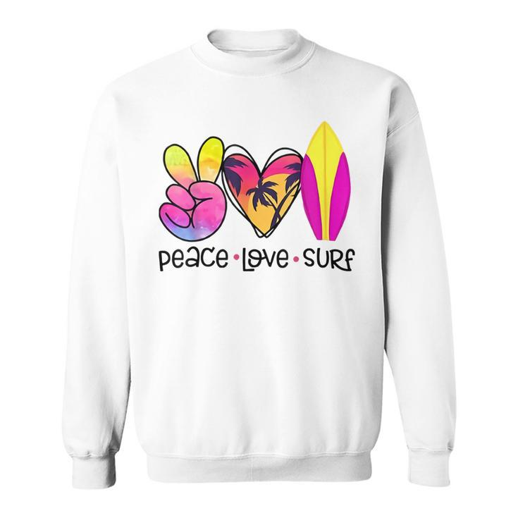 Peace Love Summer Surf Retro Vacation  Men Women Sweatshirt Graphic Print Unisex