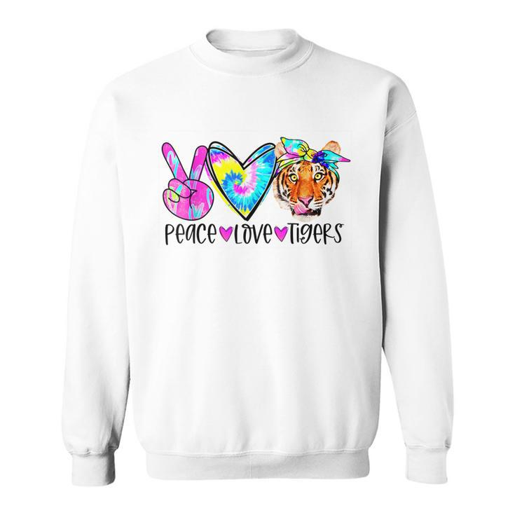 Peace Love Tigers Funny Graphic  Men Women Sweatshirt Graphic Print Unisex