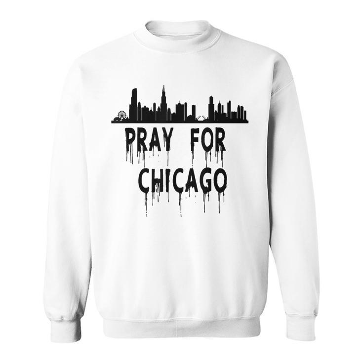 Pray For Chicago Encouragement Distressed  Sweatshirt