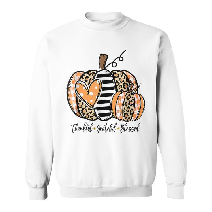 Pumpkin Leopard Thankful Grateful Blessed Women Fall Season  V2 Sweatshirt