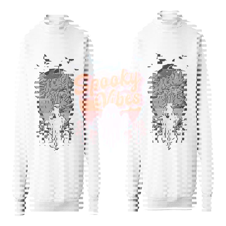 Retro Spook Vibes Boo Ghost Spooky Season Funny Halloween Sweatshirt