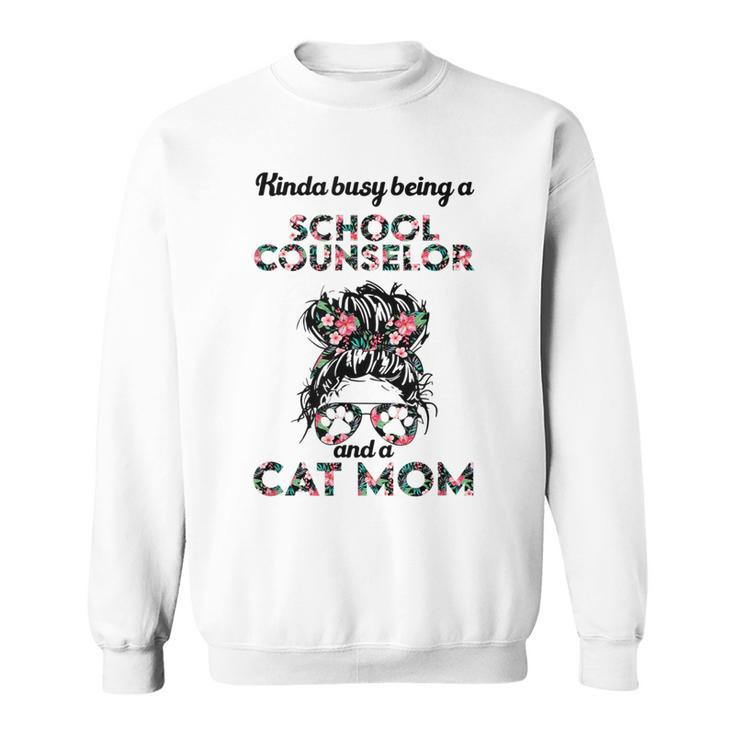 School Counselor And Cat Moms Messy Bun Hair Sweatshirt