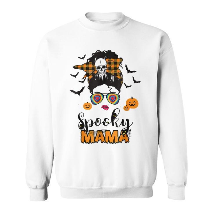 Spooky Mama Messy Bun For Halloween Messy Bun Mom Monster  V2 Sweatshirt