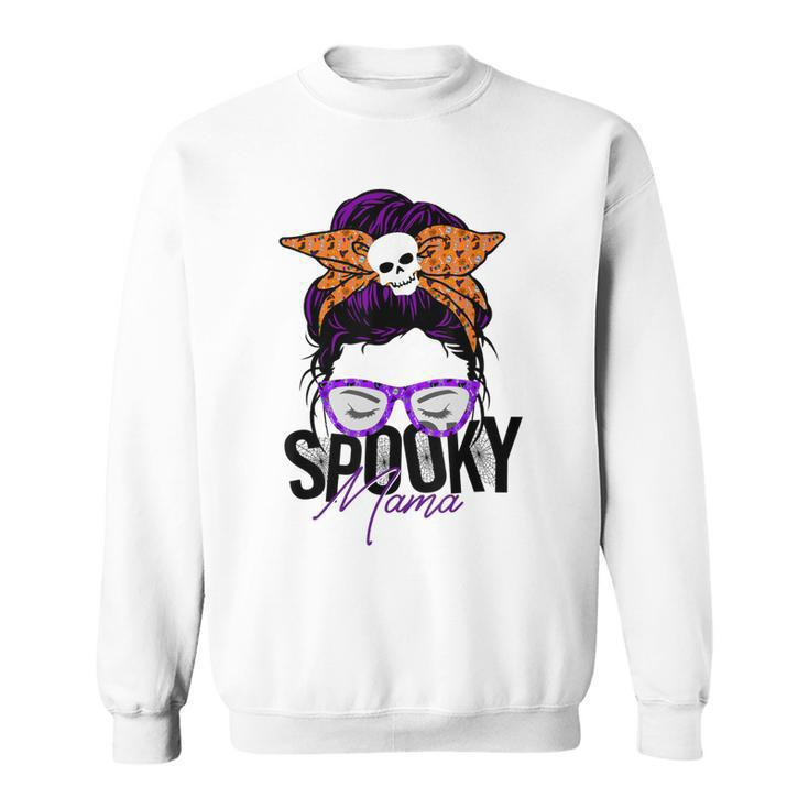 Spooky Messy Bun Mama Happy Halloween Sweatshirt