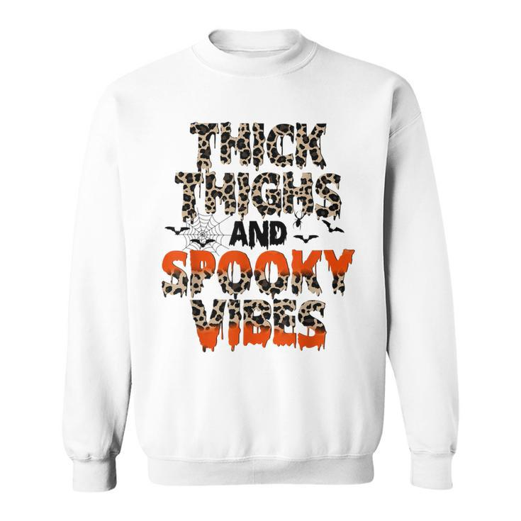 Thick Thighs And Spooky Vibes Leopard Halloween Costume  Sweatshirt
